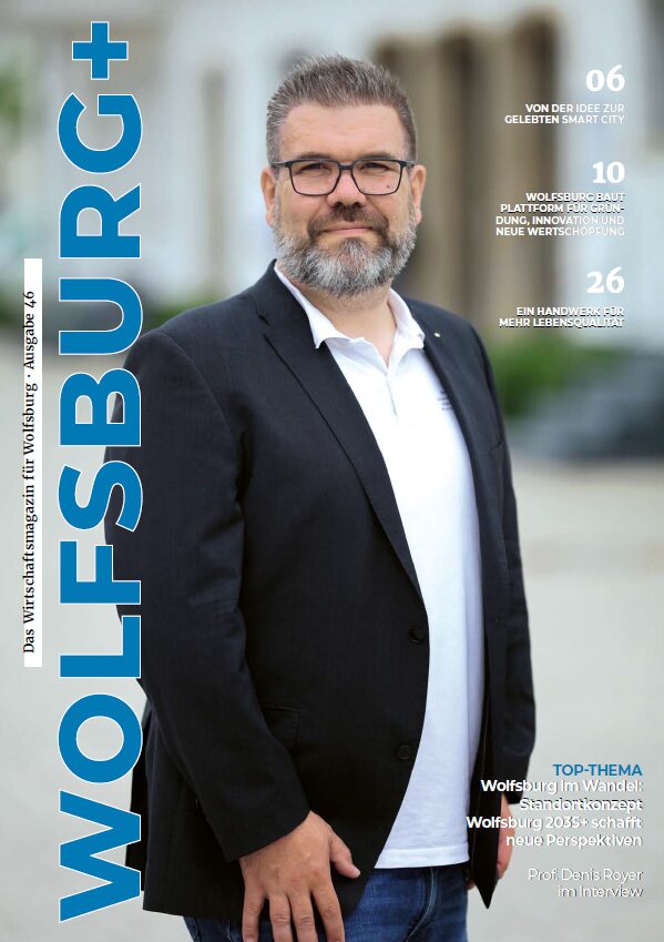BIld des Covers der 46. Ausgabe von Wolfsburg Plus mit Verlinkung zum E-Paper